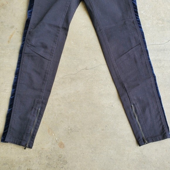 Stella McCartney Black Denim trimmed  Blue Velvet Slim Ankle Zip Jeans 27 - Picture 3 of 15